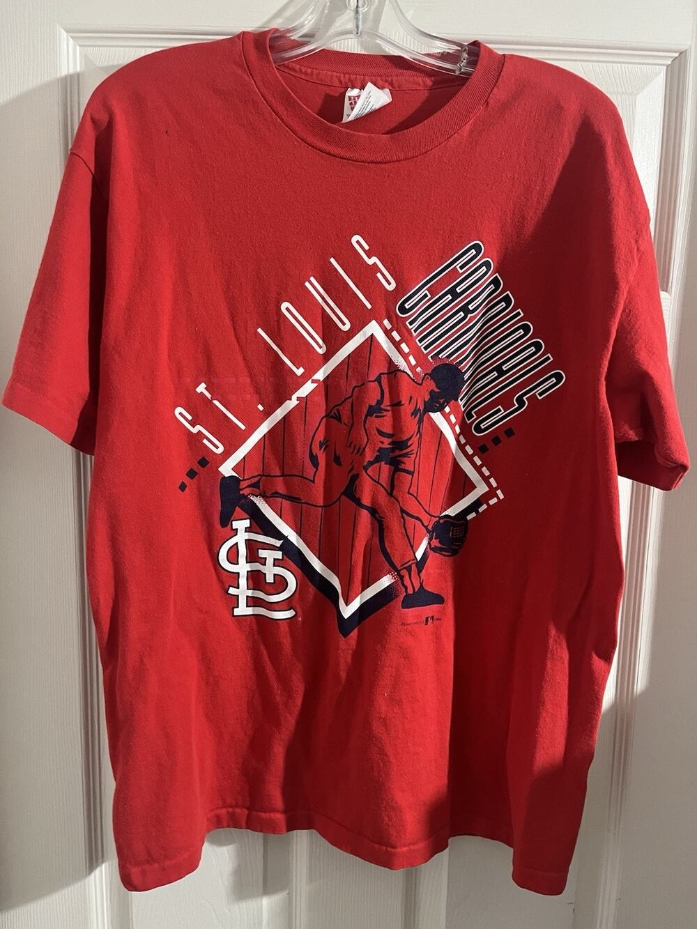 1994 Hanes St Louis Cardinals T Shirt Sz L MLB Red Vintage